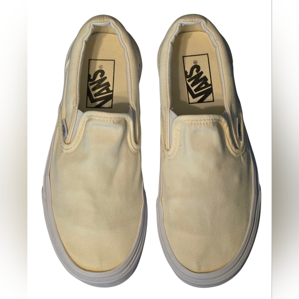 Vans Classic Cream Slip-On Shoes Unisex EC